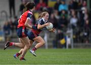30 March 2019; Mary Leahy of St Mary's High School in action against Róisín Leen of Mercy SS Ballymahon during the Lidl All-Ireland Post-Primary Schools Senior C Final match between Mercy SS, Ballymahon, Co Longford, and St Mary’s High School, Midleton, Co Cork, at St Rynagh’s GAA in Banagher, Co Offaly. Photo by Piaras Ó Mídheach/Sportsfile