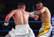 30 March 2019; Dylan Moran, left, and Gyorgy Mizsei Jr during their welterweight bout at the National Stadium in Dublin. Photo by Seb Daly/Sportsfile