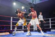 30 March 2019; Dylan Moran, right, and Gyorgy Mizsei Jr during their welterweight bout at the National Stadium in Dublin. Photo by Seb Daly/Sportsfile