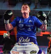 30 March 2019; Martin Quinn celebrates after winning his super lightweight bout against Francy Luzoho at the National Stadium in Dublin. Photo by Seb Daly/Sportsfile