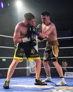 30 March 2019; Allan Phelan, left, and Aiden Metcalfe during their vacant BUI Celtic Super Featherweight title bout at the National Stadium in Dublin. Photo by Seb Daly/Sportsfile