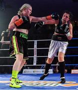 30 March 2019; Katelynn Phelan, left, and Monika Antonik during their super lightweight bout at the National Stadium in Dublin. Photo by Seb Daly/Sportsfile
