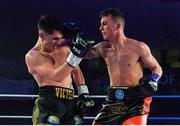 30 March 2019; Victor Rabei, left, and Jake Hanney during their vacant BUI Celtic Super Lightweight title bout at the National Stadium in Dublin. Photo by Seb Daly/Sportsfile