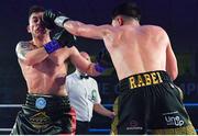 30 March 2019; Victor Rabei, right, and Jake Hanney during their vacant BUI Celtic Super Lightweight title bout at the National Stadium in Dublin. Photo by Seb Daly/Sportsfile