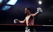 30 March 2019; Eric Donovan celebrates after winning his vacant Irish Featherweight title bout against Stephen McAfee at the National Stadium in Dublin. Photo by Seb Daly/Sportsfile