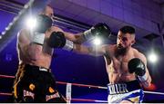 30 March 2019; Cillian Reardon, right, and Istvan Szucs during their middleweight bout at the National Stadium in Dublin. Photo by Seb Daly/Sportsfile