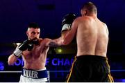 30 March 2019; Cillian Reardon, left, and Istvan Szucs during their middleweight bout at the National Stadium in Dublin. Photo by Seb Daly/Sportsfile