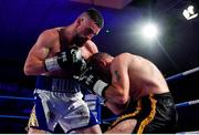 30 March 2019; Cillian Reardon, left, and Istvan Szucs during their middleweight bout at the National Stadium in Dublin. Photo by Seb Daly/Sportsfile