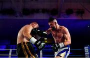 30 March 2019; Cillian Reardon, right, and Istvan Szucs during their middleweight bout at the National Stadium in Dublin. Photo by Seb Daly/Sportsfile