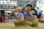 30 March 2019; Lauren Callaghan of Finn Valley A.C., Co. Donegal, competing in the Girls Under 18 Long Jump event during Day 1 of the Irish Life Health National Juvenile Indoor Championships at AIT in Athlone, Co Westmeath. Photo by Sam Barnes/Sportsfile