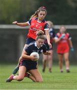 30 March 2019; Clare Walsh of St Mary's High School in action against Casey McNamara of Mercy SS Ballymahon during the Lidl All-Ireland Post-Primary Schools Senior C Final match between Mercy SS, Ballymahon, Co Longford, and St Mary’s High School, Midleton, Co Cork, at St Rynagh’s GAA in Banagher, Co Offaly. Photo by Piaras Ó Mídheach/Sportsfile