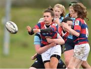 30 March 2019; Ruth Anger of Clonterf in action against MU Barnhall the Leinster Rugby Girl durings U16 Girls Conference Final match between Clontarf and MU Barnhall at Navan RFC in Navan, Co Meath. Photo by Matt Browne/Sportsfile