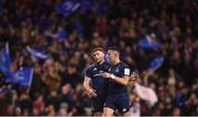 30 March 2019; Jordan Larmour, left, and Noel Reid of Leinster following the Heineken Champions Cup Quarter-Final between Leinster and Ulster at the Aviva Stadium in Dublin. Photo by Stephen McCarthy/Sportsfile
