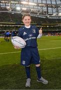 30 March 2019; Matchday mascot 10 year old Eoin Cahill, from Sercock, Co. Cavan, ahead of the Heineken Champions Cup Quarter-Final between Leinster and Ulster at the Aviva Stadium in Dublin. Photo by Ramsey Cardy/Sportsfile