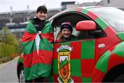 31 March 2019; Mayo supporters Sophie Kane, left, and Abbie Loftus, from Castlebar, ahead of the Allianz Football League Division 1 Final match between Kerry and Mayo at Croke Park in Dublin. Photo by Ramsey Cardy/Sportsfile