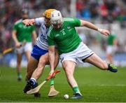 31 March 2019; Tom Condon of Limerick in action against Peter Hogan of Waterford during the Allianz Hurling League Division 1 Final match between Limerick and Waterford at Croke Park in Dublin. Photo by Ray McManus/Sportsfile