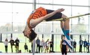 31 March 2019; Joseph McEvoy of Nenagh Olympic A.C., Co. Tipperary, competing in the Boys Under 19 High Jump event during Day 2 of the Irish Life Health National Juvenile Indoor Championships at AIT in Athlone, Co Westmeath. Photo by Sam Barnes/Sportsfile
