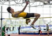 31 March 2019; Eoghan Smyth of Blackrock  A.C., Co. Loutx, competing in the Boys Under 18 High Jump event during Day 2 of the Irish Life Health National Juvenile Indoor Championships at AIT in Athlone, Co Westmeath. Photo by Sam Barnes/Sportsfile