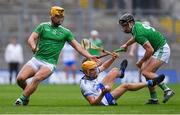 31 March 2019; Jack Prendergast of Waterford in action against Tom Morrissey, left, and Darragh O'Donovan of Limerick during the Allianz Hurling League Division 1 Final match between Limerick and Waterford at Croke Park in Dublin. Photo by Piaras Ó Mídheach/Sportsfile