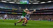 31 March 2019; Aaron Gillane of Limerick in action against Noel Connors of Waterford during the Allianz Hurling League Division 1 Final match between Limerick and Waterford at Croke Park in Dublin. Photo by Ray McManus/Sportsfile