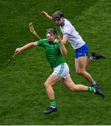 31 March 2019; Peter Casey of Limerick in action against Calum Lyons of Waterford during the Allianz Hurling League Division 1 Final match between Limerick and Waterford at Croke Park in Dublin. Photo by Ramsey Cardy/Sportsfile