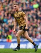 31 March 2019; Gavin Crowley of Kerry celebrates scoring his side's first goal during the Allianz Football League Division 1 Final match between Kerry and Mayo at Croke Park in Dublin. Photo by Piaras Ó Mídheach/Sportsfile