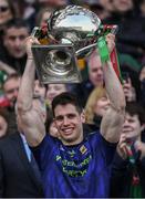 31 March 2019; Lee Keegan of Mayo celebrates while lifting the cup after the Allianz Football League Division 1 Final match between Kerry and Mayo at Croke Park in Dublin. Photo by Ray McManus/Sportsfile
