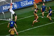 31 March 2019; Rob Hennelly of Mayo makes a save from David Clifford of Kerry during the Allianz Football League Division 1 Final match between Kerry and Mayo at Croke Park in Dublin. Photo by Ramsey Cardy/Sportsfile