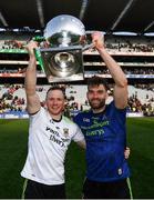 31 March 2019; Rob Hennelly, left, and Aidan O'Shea of Mayo celebrate following the Allianz Football League Division 1 Final match between Kerry and Mayo at Croke Park in Dublin. Photo by Stephen McCarthy/Sportsfile