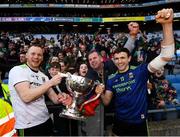 31 March 2019; Rob Hennelly, left, and Jason Doherty of Mayo celebrate with supporters following the Allianz Football League Division 1 Final match between Kerry and Mayo at Croke Park in Dublin. Photo by Stephen McCarthy/Sportsfile
