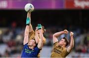 31 March 2019; Matthew Ruane of Mayo in action against Diarmuid O'Connor and Mark Griffin, right, of Kerry during the Allianz Football League Division 1 Final match between Kerry and Mayo at Croke Park in Dublin. Photo by Stephen McCarthy/Sportsfile