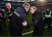 31 March 2019; Mayo manager James Horan and Kerry manager Peter Keane, right, following the Allianz Football League Division 1 Final match between Kerry and Mayo at Croke Park in Dublin. Photo by Stephen McCarthy/Sportsfile