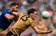 31 March 2019; David Clifford of Kerry in action against Aidan O'Shea of Mayo during the Allianz Football League Division 1 Final match between Kerry and Mayo at Croke Park in Dublin. Photo by Piaras Ó Mídheach/Sportsfile