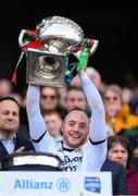 31 March 2019; Micheál Schlingermann of Mayo lifts the cup after the Allianz Football League Division 1 Final match between Kerry and Mayo at Croke Park in Dublin. Photo by Piaras Ó Mídheach/Sportsfile