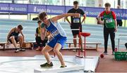 31 March 2019; Matt Christopher Lawlor of South Galway A.C., Co. Galway, competing in the Boys Under 16 Shot Put event during Day 2 of the Irish Life Health National Juvenile Indoor Championships at AIT in Athlone, Co Westmeath. Photo by Sam Barnes/Sportsfile