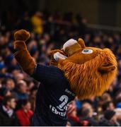 30 March 2019; Leinster mascot Leo the Lion celebrates a score during the Heineken Champions Cup Quarter-Final between Leinster and Ulster at the Aviva Stadium in Dublin. Photo by David Fitzgerald/Sportsfile