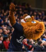 30 March 2019; Leinster mascot Leo the Lion celebrates a score during the Heineken Champions Cup Quarter-Final between Leinster and Ulster at the Aviva Stadium in Dublin. Photo by David Fitzgerald/Sportsfile