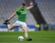 30 March 2019; Barry Dardis of Meath kicks a '45' during the Allianz Football League Division 2 Final match between Meath and Donegal at Croke Park in Dublin. Photo by Ray McManus/Sportsfile