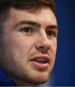 1 April 2019; Luke McGrath speaking during a Leinster Rugby press conference at Leinster Rugby Headquarters in UCD, Dublin. Photo by David Fitzgerald/Sportsfile