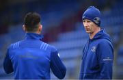 1 April 2019; Head coach Leo Cullen, right, with Noel Reid during Leinster squad training at Energia Park in Donnybrook, Dublin. Photo by David Fitzgerald/Sportsfile