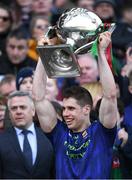 31 March 2019; Lee Keegan of Mayo lifts the cup after the Allianz Football League Division 1 Final match between Kerry and Mayo at Croke Park in Dublin. Photo by Ray McManus/Sportsfile