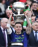 31 March 2019; Evan Regan of Mayo lifts the cup after the Allianz Football League Division 1 Final match between Kerry and Mayo at Croke Park in Dublin. Photo by Ray McManus/Sportsfile