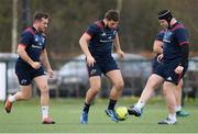 1 April 2019; Players, from left, JJ Hanrahan, Rhys Marshall, and Stephen Archer during Munster Rugby Squad Training at University of Limerick in Limerick. Photo by Piaras Ó Mídheach/Sportsfile