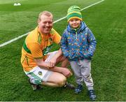 30 March 2019; Cathal McCrann of Leitrim with his son Darragh, three years, after the Allianz Football League Division 4 Final between Derry and Leitrim at Croke Park in Dublin. Photo by Ray McManus/Sportsfile