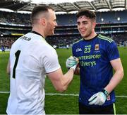 31 March 2019; Goalkeeper Rob Hennelly and Ciarán Treacy of Mayo celebrate after the Allianz Football League Division 1 Final match between Kerry and Mayo at Croke Park in Dublin. Photo by Ray McManus/Sportsfile