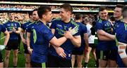 31 March 2019; Lee Keegan and Michael Plunkett of Mayo celebrate after the Allianz Football League Division 1 Final match between Kerry and Mayo at Croke Park in Dublin. Photo by Ray McManus/Sportsfile