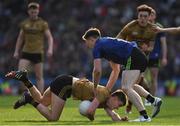 31 March 2019; Seán O'Shea of Kerry is tackled by Patrick Durcan of Mayo during the Allianz Football League Division 1 Final match between Kerry and Mayo at Croke Park in Dublin. Photo by Ray McManus/Sportsfile