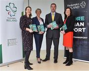 3 April 2019; Paralympics Ireland launched the new strategic plan for Irish Paralympic Sport at the Sport Ireland Federation; ‘Success Take More'. Pictured are, from left, Lisa Clancy, Paralympics Ireland, Pat McGinty, Paralympics Ireland, Brian MacNiece, Kotinos, and CEO of Paralympics Ireland Miriam Malone during the launch at the Sport Ireland Institute in Abbotstown, Co Dublin. Photo by Matt Browne/Sportsfile