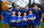 3 April 2019; The Bank of Ireland Leinster Rugby Summer Camps and new inclusion camps were launched by Leinster Rugby stars Josh Van Der Flier, Rhys Ruddock, Robbie Henshaw and mascot Leo the Lion along with school kids, from left, Kate Gunne, age 9, Vincent Hoolahan, age 10, Molly Kearney, age 8 and Andrew Quinlan, age 9, at a pop up training session in St. Mary’s National School, Ranelagh. The camps will run in 27 different venues across the province throughout July and August. Visit www.leinsterrugby.ie/camps for more information. Photo by David Fitzgerald/Sportsfile