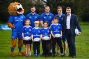 3 April 2019; The Bank of Ireland Leinster Rugby Summer Camps and new inclusion camps were launched by Leinster Rugby stars Josh Van Der Flier, Rhys Ruddock, Robbie Henshaw and mascot Leo the Lion along with Rory Carty, Head of Youth Banking, Bank of Ireland, right, and school kids, from left, Kate Gunne, age 9, Vincent Hoolahan, age 10, Molly Kearney, age 8 and Andrew Quinlan, age 9, at a pop up training session in St. Mary’s National School, Ranelagh. The camps will run in 27 different venues across the province throughout July and August. Visit www.leinsterrugby.ie/camps for more information. Photo by David Fitzgerald/Sportsfile